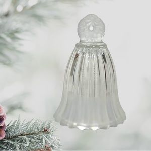 Mikasa Frosted Wreath Handle Bell Christmas Ribbed Body Crystal Glass Holiday